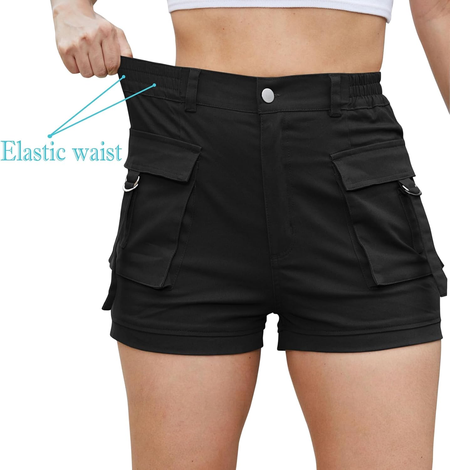 Fashion size XL.....Women's Shorts Elastic Waist Cargo Shorts with Pockets